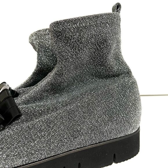 Kennel & Schmenger Ankle Sock Boots Silver Black Sparkly Fringe Pointy Toe New 7 - Picture 8 of 14